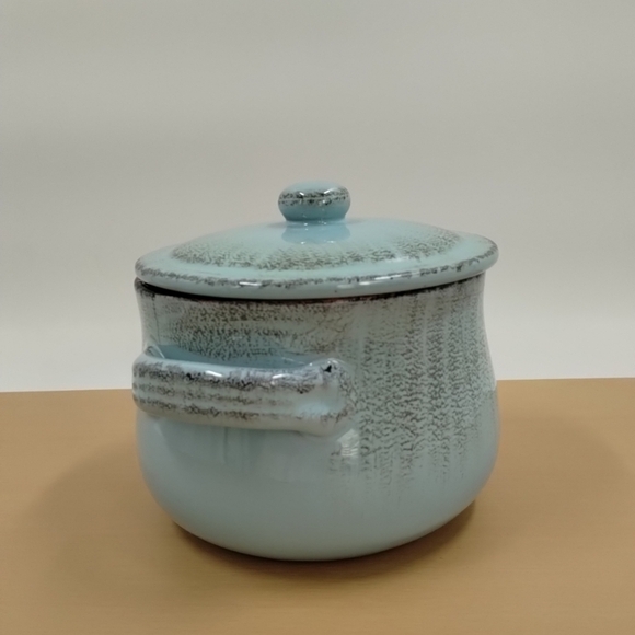 De Silva Terracotta Pottery Pot 6" x 7" Blue Cook Ware Casserole Soup Bean 48oz - Picture 3 of 13